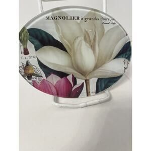 Michel Design Glass Magnolia Oval Trinket/Soap Dish 6"